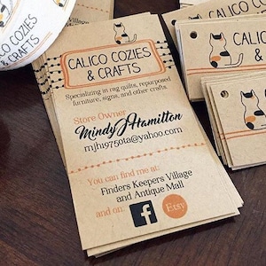 Tarjetas de presentación: diseño personalizado e impresión o archivo digital (cartulina kraft, natural o blanca)