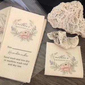 CUSTOM 1.5 Inch CUT Twill Ribbon Flat or Folded, Printed Sew-in Fabric Label natural or white image 3