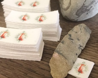 Custom (0.625 inch) Printed Cotton Twill Ribbon Labels: Flat or Folded, Sew-in Pre-CUT - Natural/White