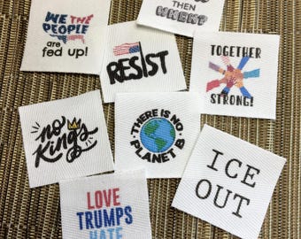 ReadyShip 'Solidarity PROTEST Set' 1-1/2" Printed Cotton Twill Labels: CUT -  Natural/White