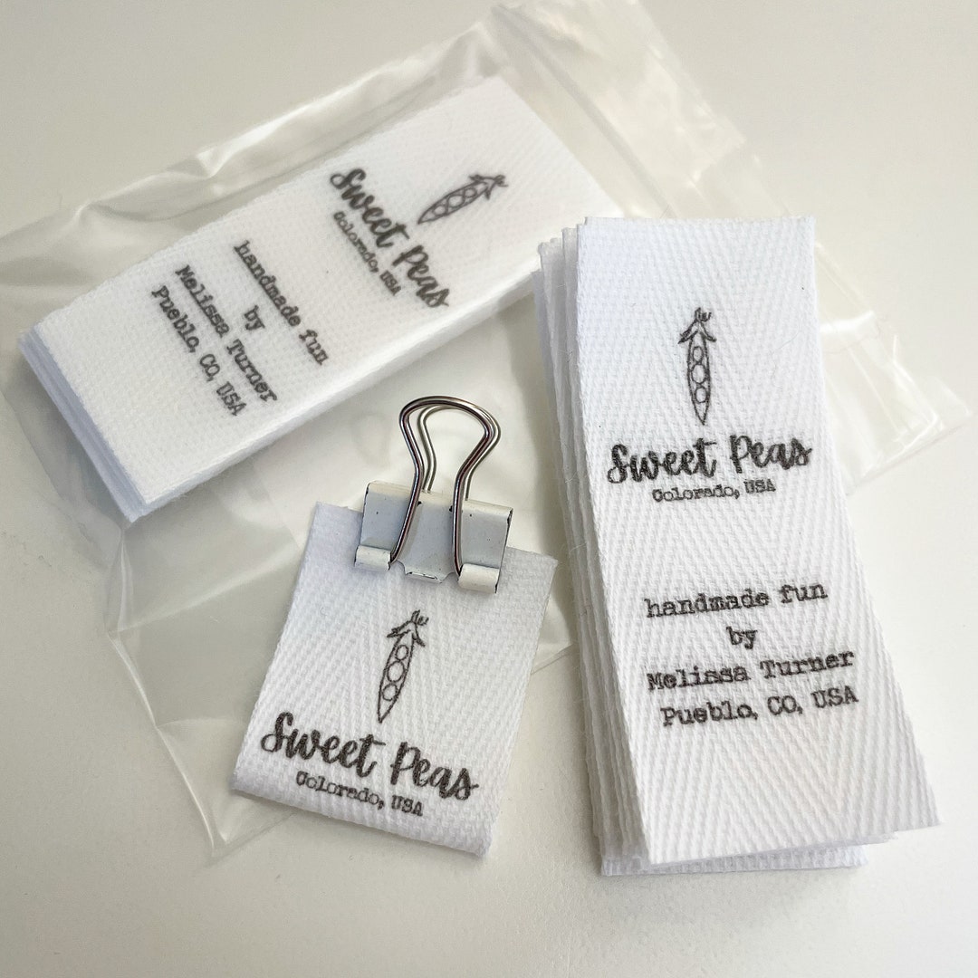 Custom (1 Inch) Pre-cut - Printed Cotton Twill Ribbon Labels: Flat or ...