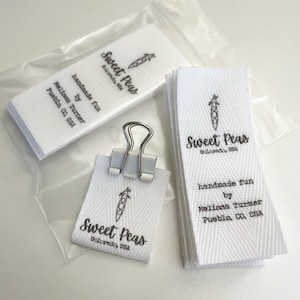 CUSTOM 1 Inch CUT Twill Ribbon Flat or Folded, Printed Sew-in Fabric Label natural or white image 1