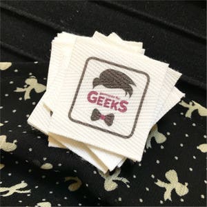 CUSTOM 1 Inch CUT Twill Ribbon Flat or Folded, Printed Sew-in Fabric Label natural or white image 9