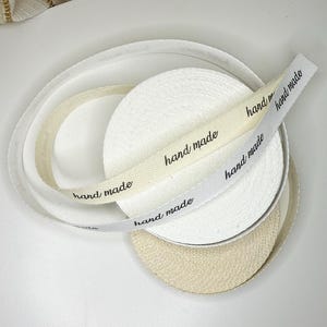 ReadyShip 'hand made' 1/2" Printed Cotton Twill Labels: SPOOL or CUT - Natural/White image 5