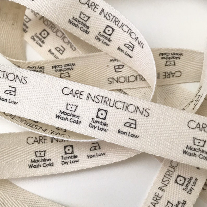 CUSTOM 1 Inch SPOOL Twill Ribbon Flat or Folded, Printed Sew-in Fabric Label natural or white image 8