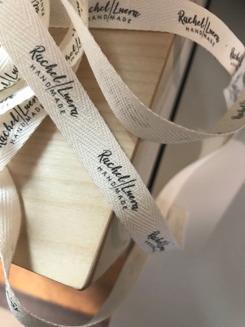 Three-Quarter Inch Ribbon Flat or Folded CUSTOM Twill natural or white Spool REORDER Printed Sew-in Fabric Label