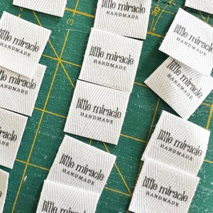 CUSTOM 1 Inch CUT Twill Ribbon Flat or Folded, Printed Sew-in Fabric Label natural or white image 4