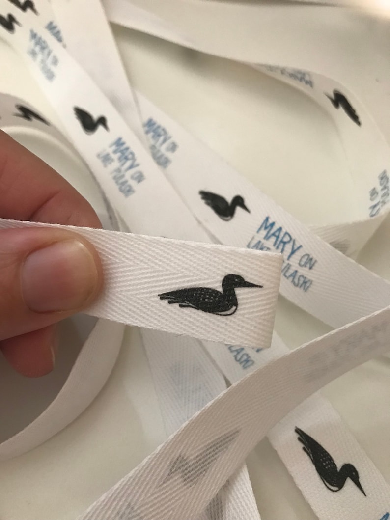 Three-Quarter Inch Ribbon Flat or Folded CUSTOM Twill natural or white Spool REORDER Printed Sew-in Fabric Label