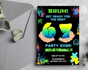 Invitación de cumpleaños editable para adolescentes de 67 años (editable, descarga instantánea)