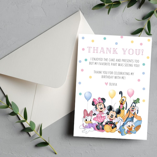 Mickey Mouse Thank You Cards - Etsy