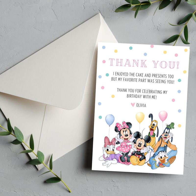 Mickey Mouse Thank You Cards - Etsy