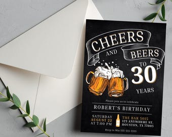 EDITABLE Cheers and Beers 30th Birthday Invitation: Editable Bar Crawl Invite Dirty Thirty (Digital Download)
