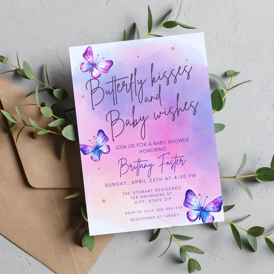 EDITABLE Butterfly Baby Shower Invitation, Baby Shower Template Invite ...