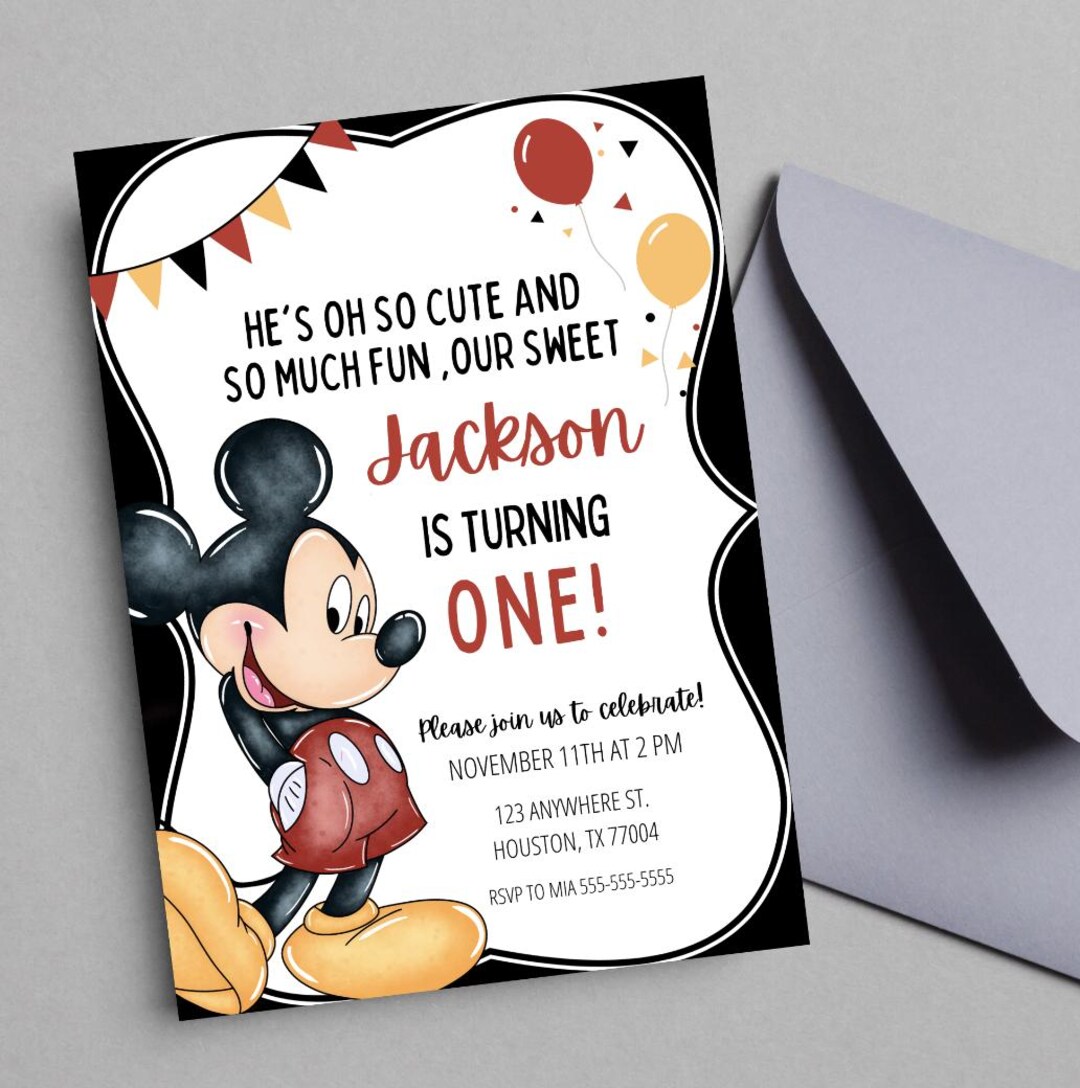 EDITABLE Mickey Mouse 1st Birthday Party Invitation Oh Toodles! Boy ...