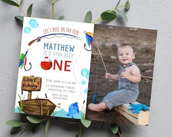 EDITABLE Fishing 1st Birthday Invitation: Editable O-fish-ally One First Birthday Invite (Digital Download) OF1