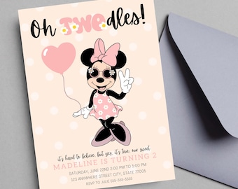 EDITABLE Oh Twodles Minnie Mouse 2nd Birthday Party Invitation oh toodles girl Birthday Invitation 2nd Birthday Theme INSTANT DOWNLOAD