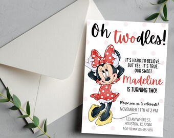 EDITABLE Oh Twodles Minnie Mouse 2nd Birthday Party Invitation oh toodles girl Birthday Invitation 2nd Birthday Theme INSTANT DOWNLOAD MMR1