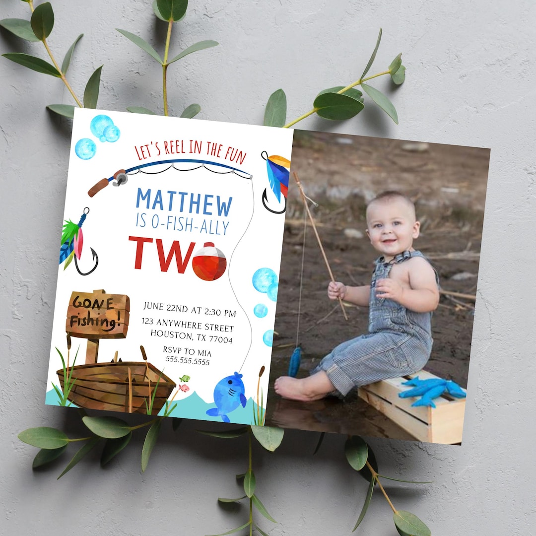 Two Birthday Invite EDITABLE 2nd Birthday Party Invitation O-fish-ally Two Second Birthday ...