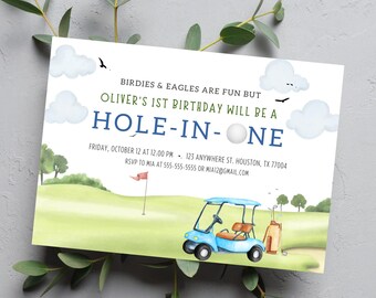 EDITABLE Golf 1st Birthday Invitation: Hole In One First Birthday Invite, Editable Par-Tee (Digital Download)