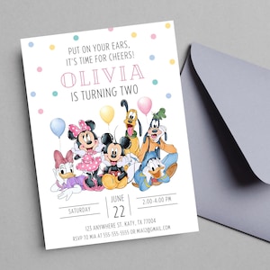 REDIGERBAR Oh Toodles Minnie Musse Pigg Klubbhus Donald Pluto Daisy Födelsedagsfest Inbjudan Disney Födelsedagstema DIREKT NEDLADDNING MF2