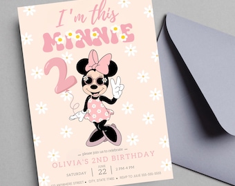 EDITABLE I'm this Minnie, Minnie Mouse 2nd Birthday Party Invitation oh toodles girl Birthday Invitation 2nd Birthday Theme INSTANT DOWNLOAD