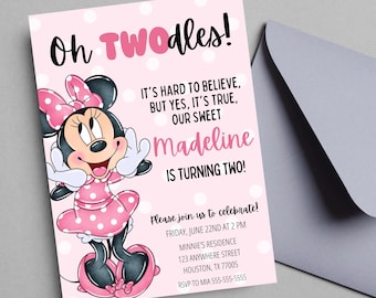 EDITABLE Oh Twodles Minnie Mouse 2nd Birthday Party Invitation oh toodles girl Birthday Invitation 2nd Birthday Theme INSTANT DOWNLOAD