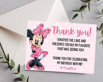 Tarjeta de agradecimiento de Minnie Mouse Oh Two-dles EDITABLE Invitación de fiesta de cumpleaños Invitación de cumpleaños de niña Gracias Tema de cumpleaños DESCARGA INSTANTÁNEA MM2