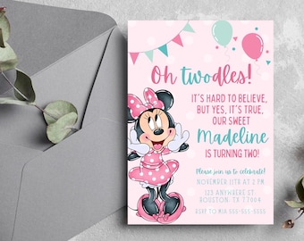 EDITABLE Oh Twodles Minnie Mouse Birthday Invitation girl Birthday Invitation 2nd Birthday Theme INSTANT DOWNLOAD