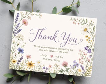 EDITABLE Little Wildflower on her Way Baby Shower Invitation Floral Baby Invite Baby Shower Wildflower Invitation Printable DIGITAL WF01