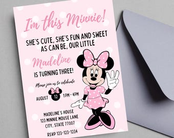 EDITABLE I'm This Minnie Minnie Mouse 3rd Birthday Invite Oh Toodles Minnie Mouse Third Birthday Party Three invite Digital INSTANT DOWNLOAD