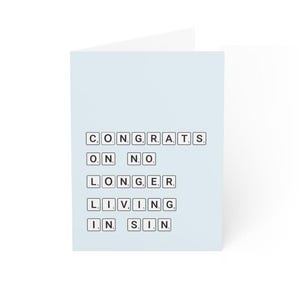 Digitaal gefeliciteerd met No Longer Living in Sin Grappige trouwkaart Humoristisch huwelijk Gefeliciteerd Verloving Liefdeskaarten DIRECT DOWNLOADEN