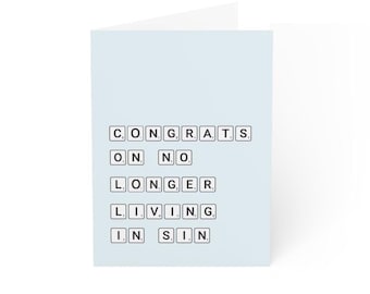 Funny Wedding Card: Congrats on No Longer Living in Sin (Digital Download)