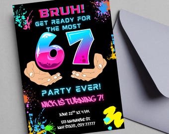 Invitación de cumpleaños editable para adolescentes de 67 años (editable, descarga instantánea)