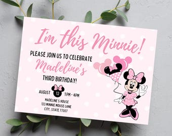 EDITABLE I'm This Minnie Minnie Mouse 3rd Birthday Invite Oh Toodles Minnie Mouse Third Birthday Party Three invite Digital INSTANT DOWNLOAD