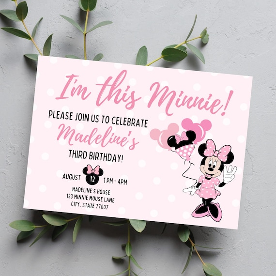 EDITABLE I'm This Minnie Minnie Mouse 3rd Birthday Invite Oh Toodles Minnie Mouse Third Birthday Party Three invite Digital INSTANT DOWNLOAD