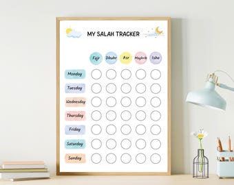 Kids Salah Tracker Printable: Islamic Prayer Chart (Digital Download)