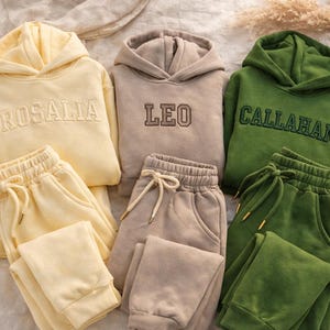 Personlig fleeceträningsoverall, Anpassad broderad namnhoodie, Varm joggingdräkt