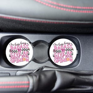 Car coasters, cute car accessories, set of 2, Hand washable.