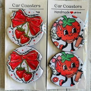 Car coasters, cute car accessories, set of 2, Hand washable.