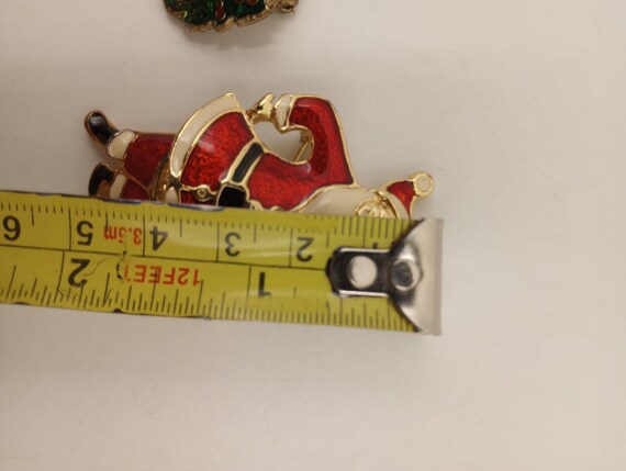 Set 2 Vintage Enamel Standing SANTA Jointed RARE … - image 2