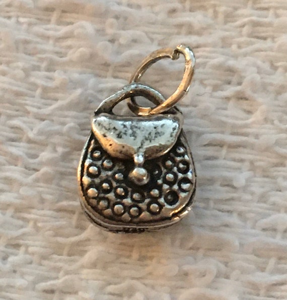 VTG Sterling Silver Hand Carry Purse Charm Pendan… - image 5