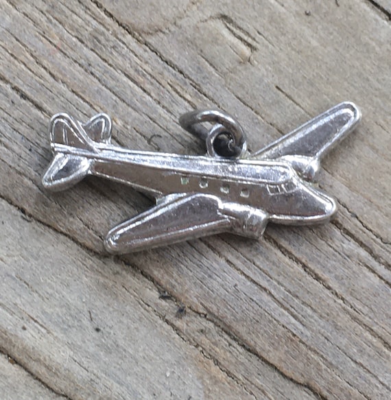 VTG Sterling Silver Dangle style Airplane in Fligh