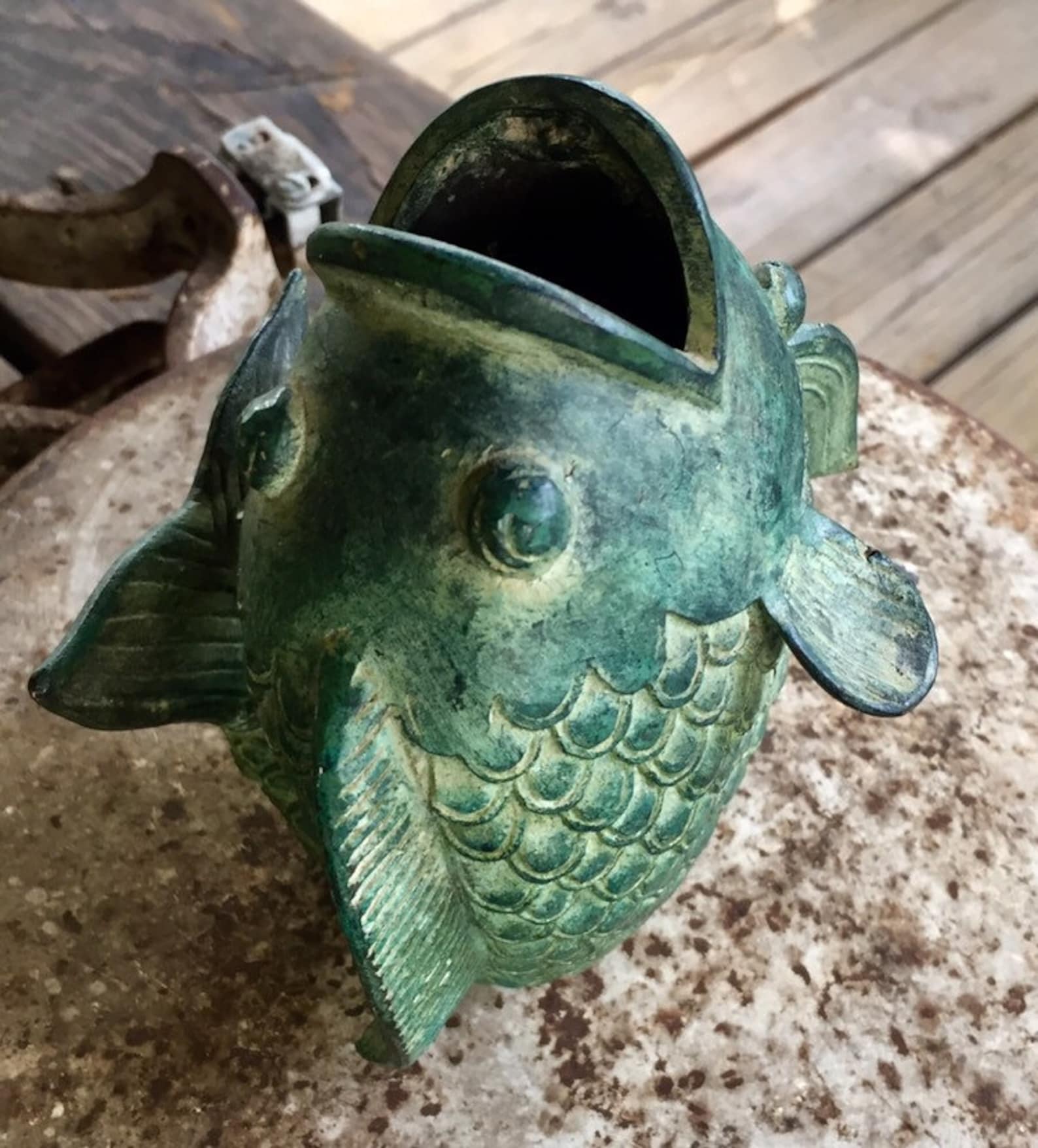 Coppered Bronze Fish Perfect Green Patina Coppered Patina Fish Etsy