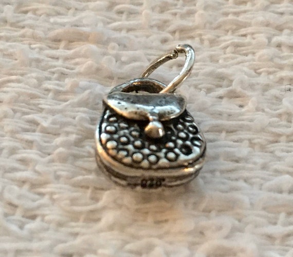 VTG Sterling Silver Hand Carry Purse Charm Pendan… - image 3