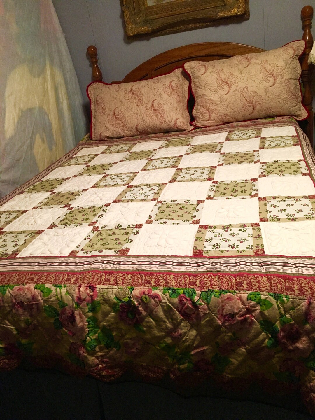 Vintage Quilted Bedspread Factory With Hand Quilting Cover Bedding Throw Etsy