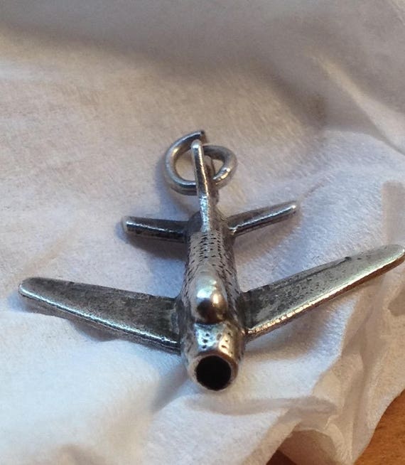 Airplane charm 925 Sterling Silver 3D Large bracel