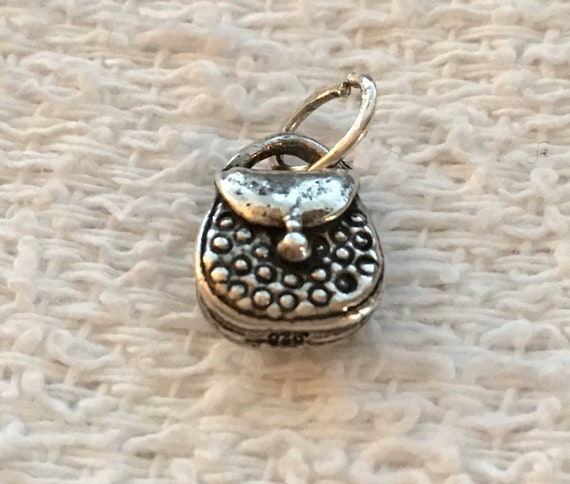 VTG Sterling Silver Hand Carry Purse Charm Pendan… - image 4