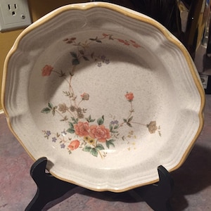 SOUP BOWL MIKASA Discontinued Pattern Garden Club Silk Bouquet Soup BOwl Oven to Table to Dishwasher Scalloped Edge Soup Bowl
