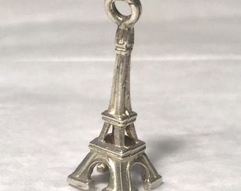 Vintage Sterling Silver Travel Charm Paris Eiffel Tower Souvenir France charm Bracelet Charm 7/8"