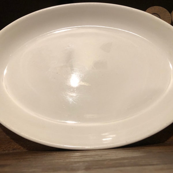 3173 Large White Ironstone Restaurant Quality Oval Platter Buffalo Emblem Oneida Ironstone Oval Serving Platter